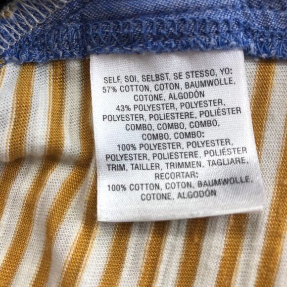 Y2k Anthropologie Postage Stamp Mix Media Popover Top Yellow Blue Paisley Print - Picture 11 of 16